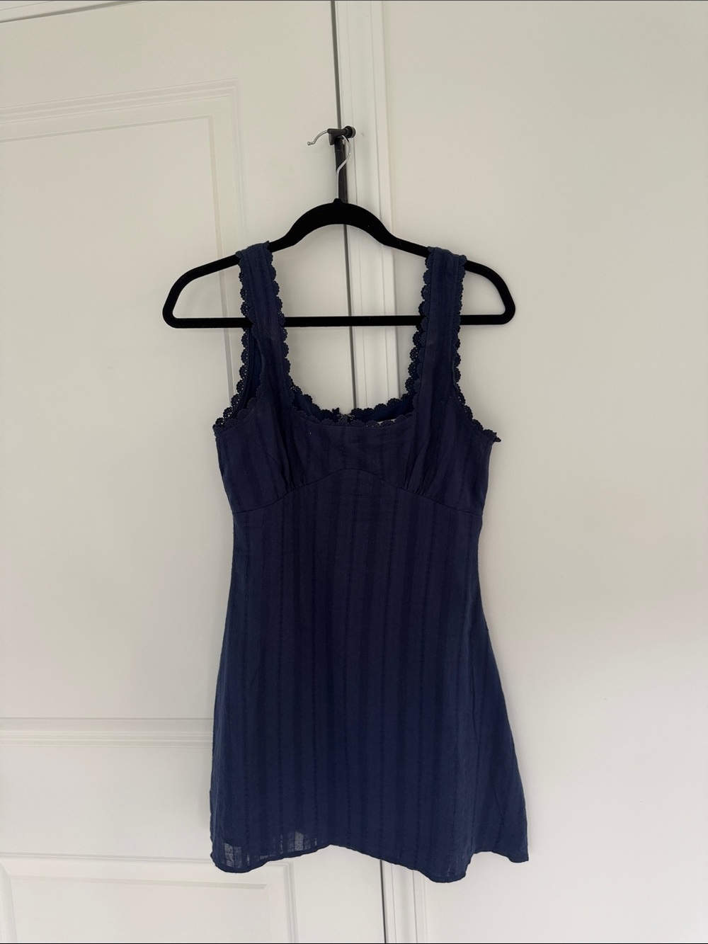 Princess Polly Navy Lace-Trim Mini Dress